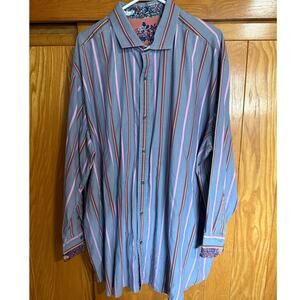 Vintage Robert Graham Blue/Pink Striped Button Up Shirt 4XLB